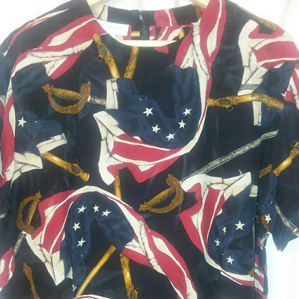 Silk Flag Print Blouse - image 3